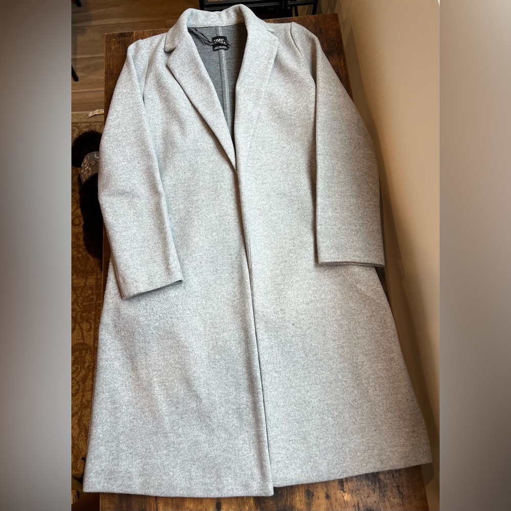 Grey Zara peacoat.